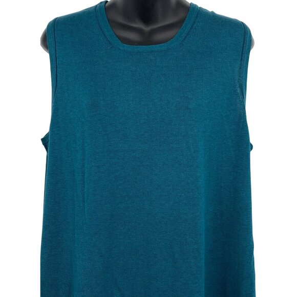 Coldwater Creek Plus Top 1X Blouse Tank Teal Sleeveless Silk Knit Women NWT New - Picture 3 of 8